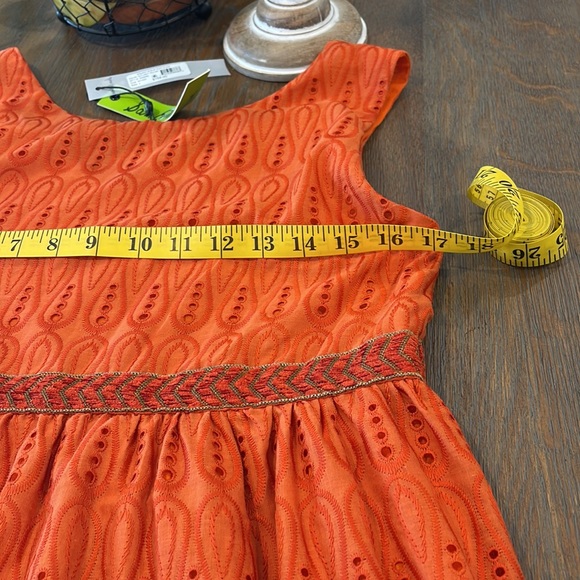 NWT Sam Edelman Strappy Orange Eyelet Ruffle MIDI Summer Dress Fully Lined. Sz 4 - Picture 8 of 12